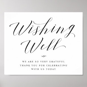 Wishing Well Elegant Calligraphy Wedding Sign Poster