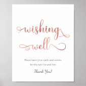 "Wishing Well" Roos goud Wide simpel bruiloft bord Poster (Voorkant)