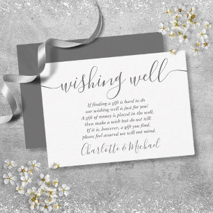 Wishing Well Signature Script Grijs Wit Bruiloft Informatiekaartje