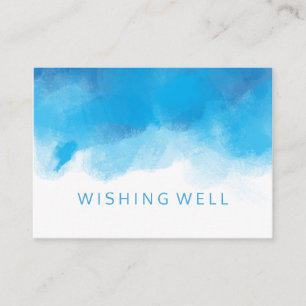 Wishing Well Summer Wedding Blauwe Waterverf Informatiekaartje