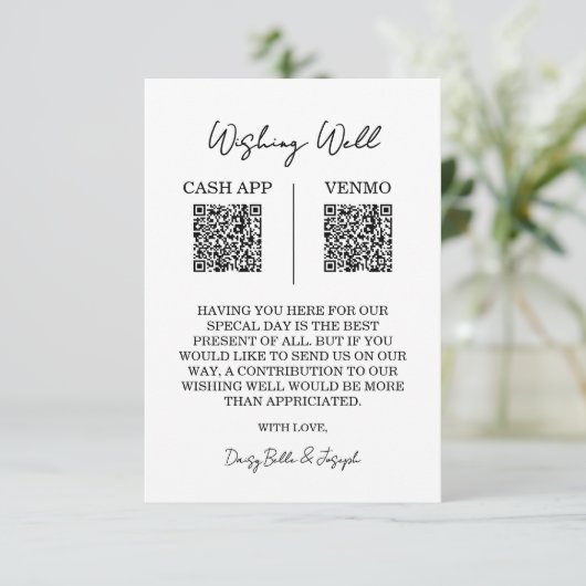 Wishing Well Wedding QR Code Enclosure Kaart (Staand voorkant)