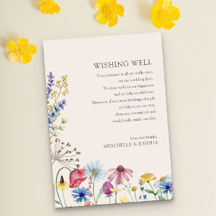 Wishing Well Wildflower Bruiloft Landelijke Bloeme Informatiekaartje
