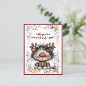 Wishing You A Merry CAT-MUS Holiday Postcard Feestdagenkaart (Staand voorkant)