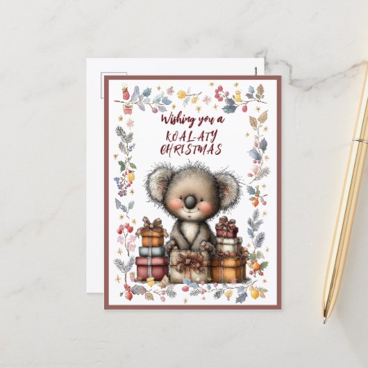 Wishing You A Merry KOAL-ATY Christmas Feestdagenkaart (Voorkant / Achterkant in situ)