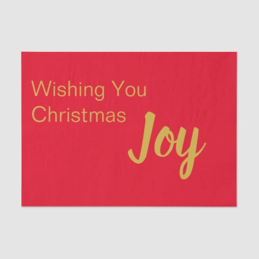 Wishing You Christmas Joy Bright Red Gold Tekst Tissuepapier (Voorkant)