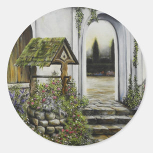 Wishwell tuin ~Oil Painiting Ronde Sticker