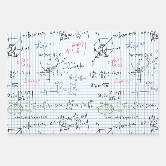 wiskunde, algebra, meetkunde, kogelpen inpakpapier vel (Voorkant)
