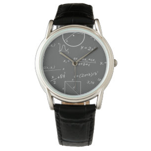 Wiskunde Classic Black Leather Watch Horloge