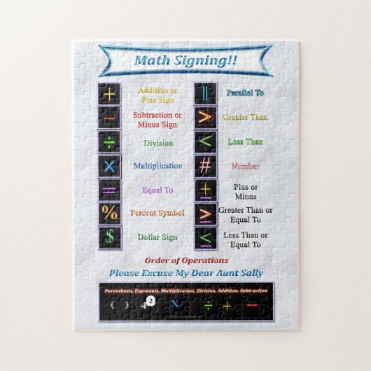 Wiskunde die Puzzle ondertekent Legpuzzel (Verticaal)