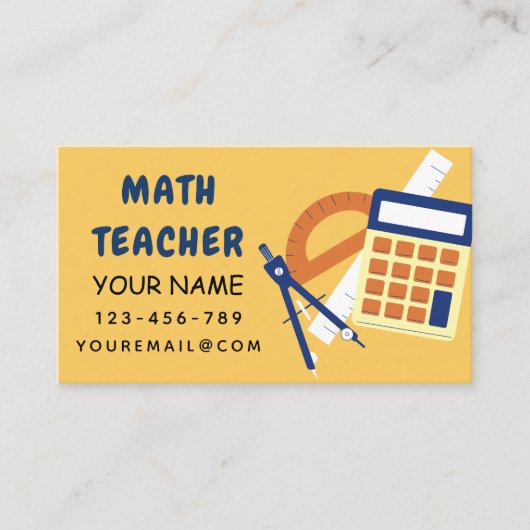 Wiskunde Docent Home Tutor Ruler Calculator Sinaas Visitekaartje (Voorkant)