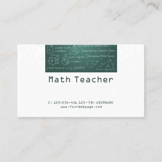 Wiskunde docent Privélessen Visitekaartje (Voorkant)
