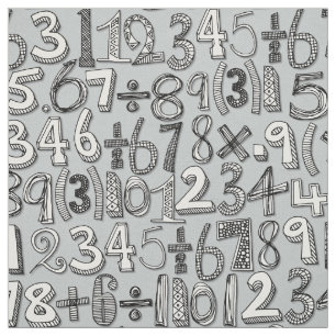 wiskunde doodle Silver Stof