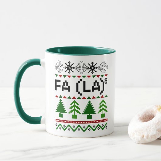 Wiskunde Fa La - Kerstcarol Ugly Sweater Style Mok (Met donut)
