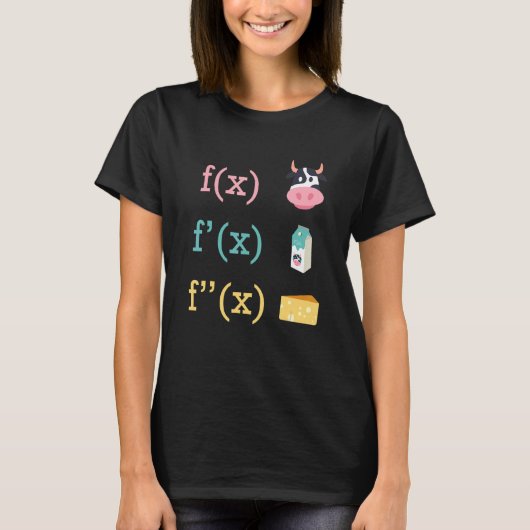 Wiskunde Fun Koe Milk Cheese Derivation Infinity C T-shirt (Voorkant)