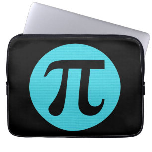 Wiskunde geek Pi-symbool, blauw op zwart Laptop Sleeve