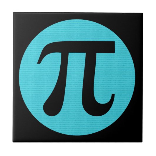 Wiskunde geek Pi-symbool, blauw op zwart Tegeltje (Voorkant)