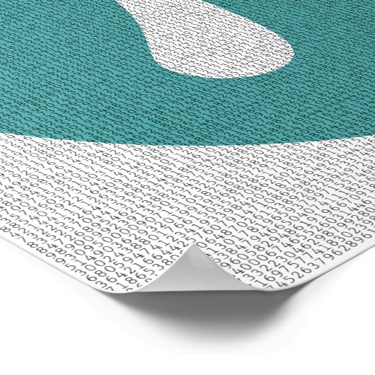 Wiskunde geek Pi-symbool, blauwe cirkel en cijfers Poster (Hoek)