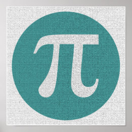 Wiskunde geek Pi-symbool, blauwe cirkel en cijfers Poster