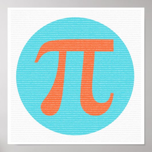 Wiskunde geek Pi-symbool, oranje en blauw Poster (Voorkant)