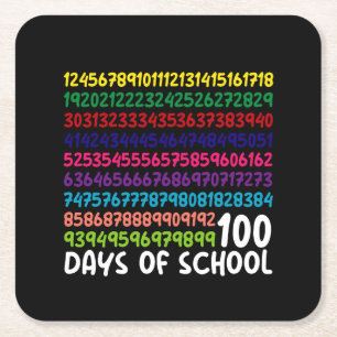 Wiskunde Getallen 100ste Dag Van School Leraar Kin Vierkante Kartonnen Onderzetter