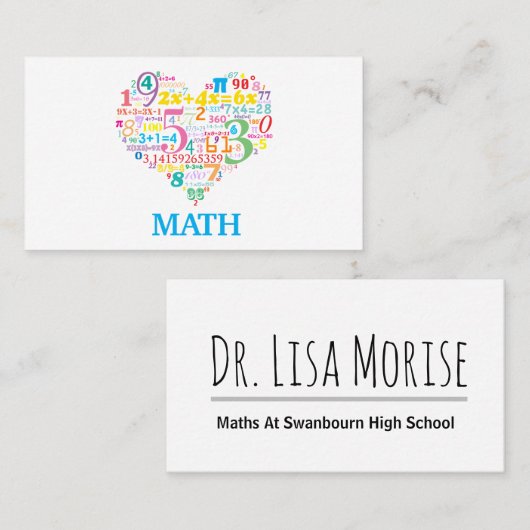 Wiskunde hart visitekaartje (Voorkant / Achterkant)