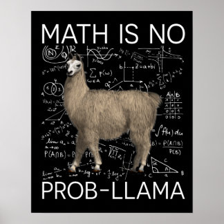 Wiskunde is geen Prob-Llama - Wiskunde Llama leraa Poster