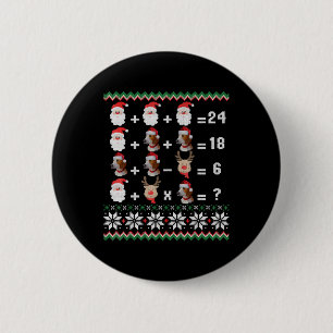 Wiskunde kerstleraar ronde button 5,7 cm