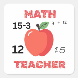 Wiskunde leraar appel ontwerp grappige wiskunde le vierkante sticker