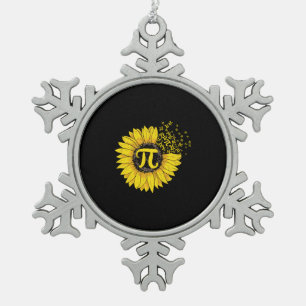 Wiskunde leraar pi nummer zonnebloem tin sneeuwvlok ornament