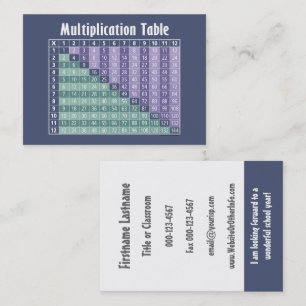 Wiskunde leraar Terug naar school Contactgegevens Visitekaartje