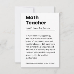 Wiskunde lerarendefinitie, Wiskunde lerarenwaarder Bedankkaart