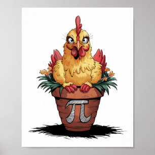 Wiskunde Lover Geek 3.14 Funny Chicken Pot Pi Day Poster