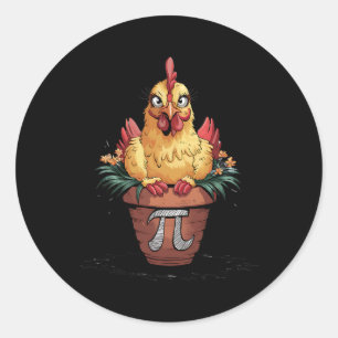 Wiskunde Lover Geek 3.14 Funny Chicken Pot Pi Day Ronde Sticker