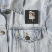 Wiskunde nerd schattig jongetje in rekenmachine zw vierkante button 5,1 cm (In situ)