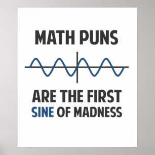 Wiskunde Puns First Sine of Madness Poster