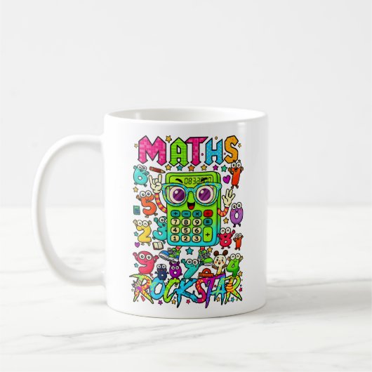 Wiskunde Rockster Cute Rekenmachine Mok voor Kinde (Links)