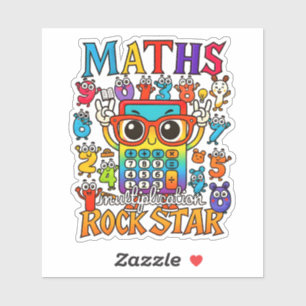 Wiskunde Rockster Cute Wiskunde Sticker voor Kinde