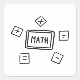 Wiskunde symbolen voor kinderen vierkante sticker