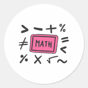 Wiskunde symbolen voor studenten en ouders ronde sticker