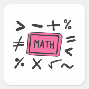 Wiskunde symbolen voor studenten en ouders vierkante sticker