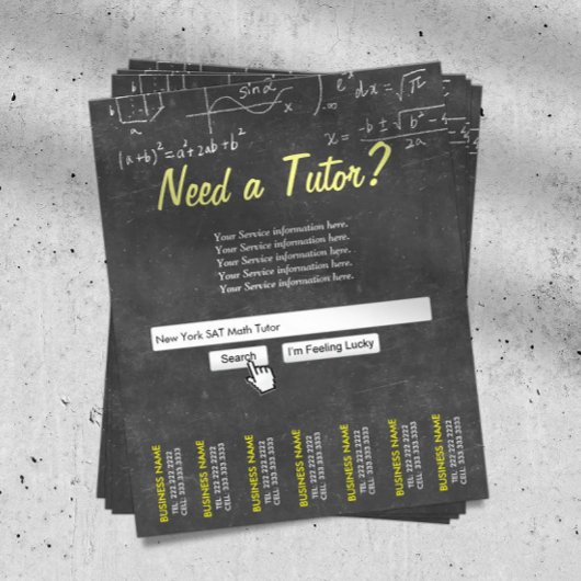 Wiskunde Tutor Professionele Chalkboard Search Bar Flyer