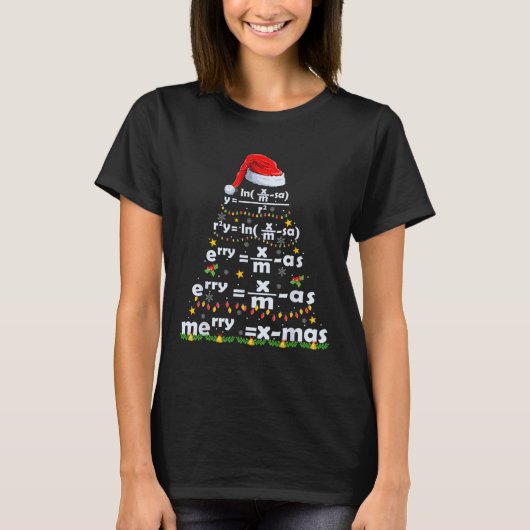 Wiskunde vergelijking Merry X-mas Funny Wiskunde T T-shirt (Voorkant)