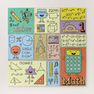 Wiskunde wetenschap, kleurrijke  banners. legpuzzel