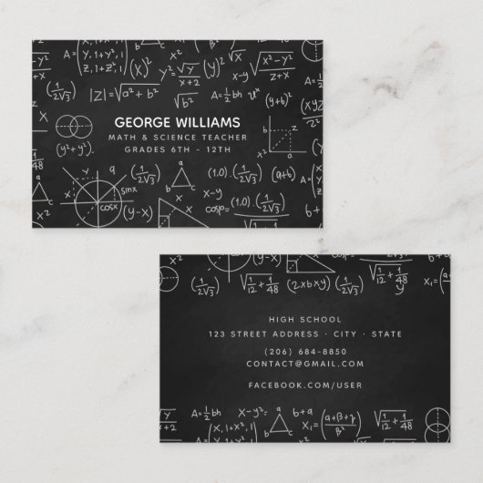Wiskunde Wetenschapsleraar Onderwijsgeefster Tutor Visitekaartje (Voorkant / Achterkant)