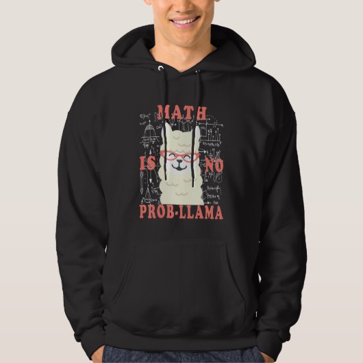 wiskunde Wiskunde is geen prob llama Terug naar sc Hoodie (Voorkant)