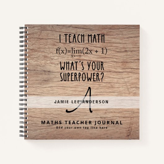 Wiskunde Wiskunden Docent Monogram Journal Notitieboek (Voorkant)