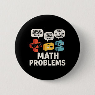 Wiskundeproblemen Symbolen Grappige Leraar Gaat Na Ronde Button 5,7 Cm