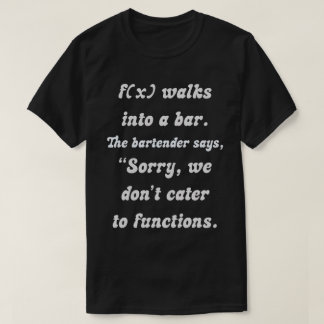 Wiskundige Humor: f(x) en de incompatibele balk T-shirt