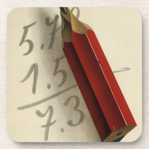 Wiskundige vergelijking met rode potlood, vintage  bier onderzetter