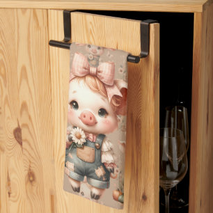 Wispelturig Biggetje in Pastelkleurige Overall Bru Theedoek